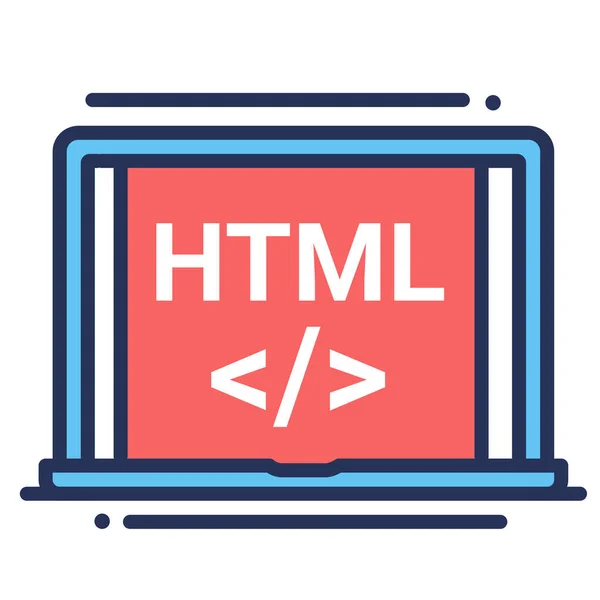 Ícone Laptop Html Navegador Categoria Marketing Seo —  Vetores de Stock