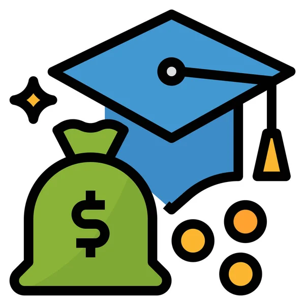 Finance Money Scholarship Icon Filled Outline Style — Stock Vector