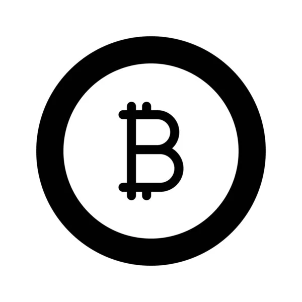 Bitcoin Währung Cyber Währung Symbol Solidem Stil — Stockvektor