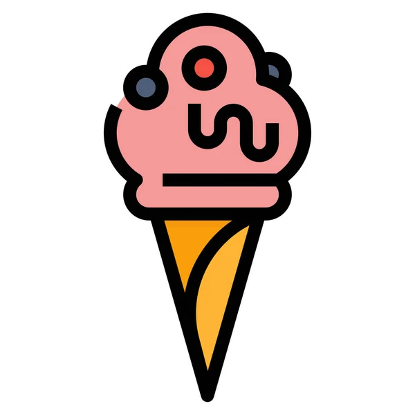 Иконка Мороженого Сливками Стиле Залитого Контура — стоковый вектор