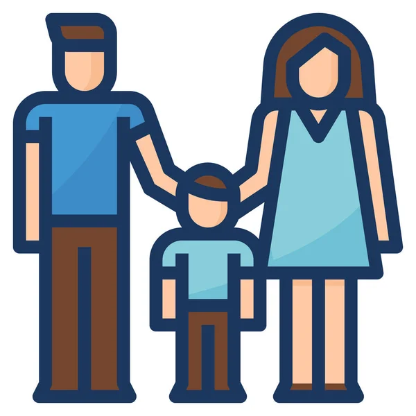 填充轮廓风格的家庭父亲母亲图标 — 图库矢量图片
