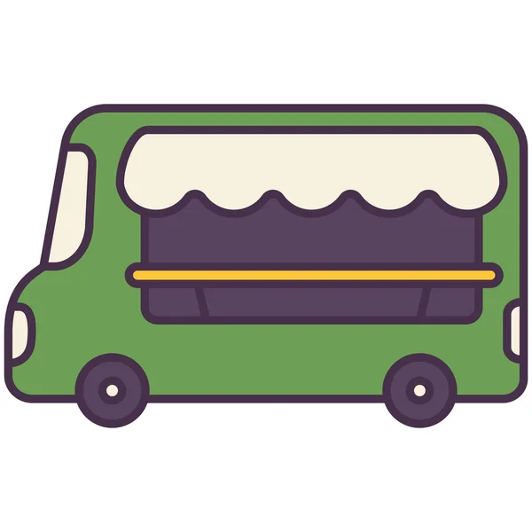 Coche Icono Transporte Alimentos Estilo Contorno Lleno — Vector de stock