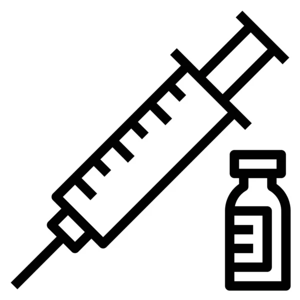 药物注射药学图标的轮廓风格 — 图库矢量图片