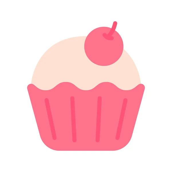 Bakkerij Kers Cupcake Pictogram — Stockvector