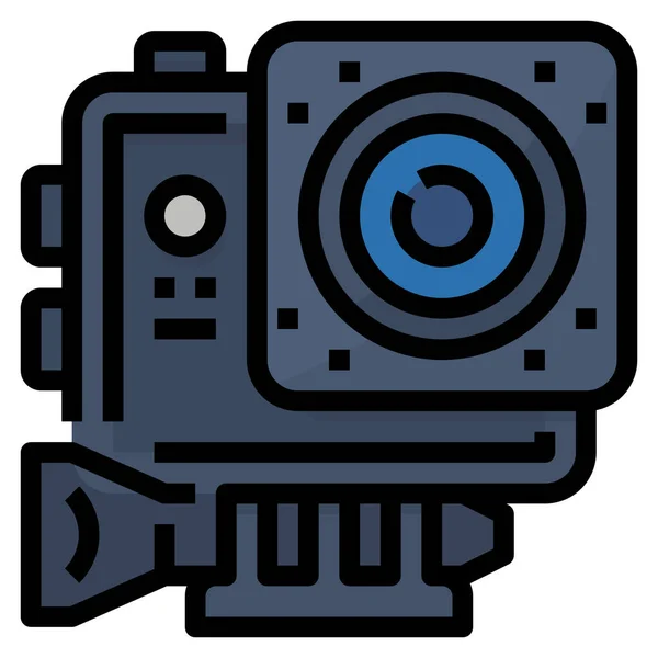 Αξεσουάρ Εικονίδιο Κάμερα Δράσης Στυλ Γεμισμένο Περίγραμμα — Διανυσματικό Αρχείο