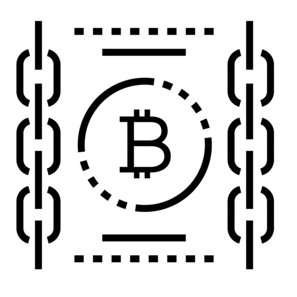 Bitcoin Cadena Criptomoneda Icono Estilo Esquema — Vector de stock