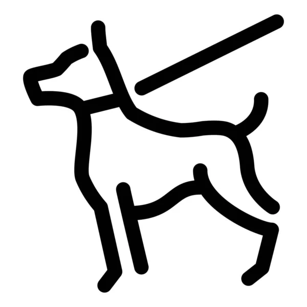 Hond Hond Wandelen Lood Pictogram Outline Stijl — Stockvector