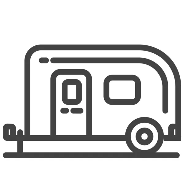 Trailer Reisebus Ikone Outline Stil — Stockvektor