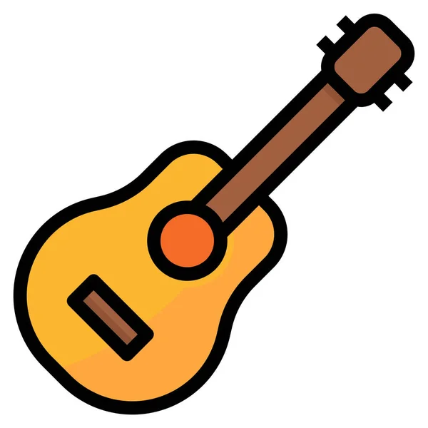 Gitarr Instrument Musik Ikon Fylld Skiss Stil — Stock vektor