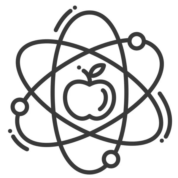 Apfel Atom Physik Symbol Outline Stil — Stockvektor