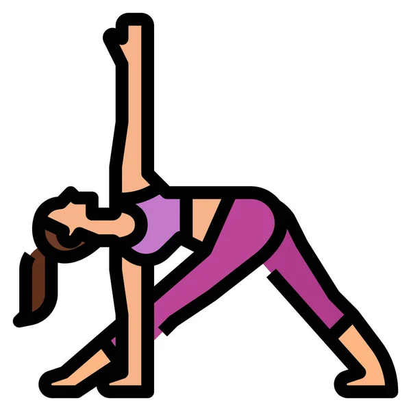 Oefenpose Gedraaid Pictogram Fitness Yoga Dieet Categorie — Stockvector