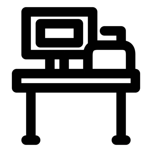 Icono Mesa Oficina Computadora Estilo Esquema — Vector de stock
