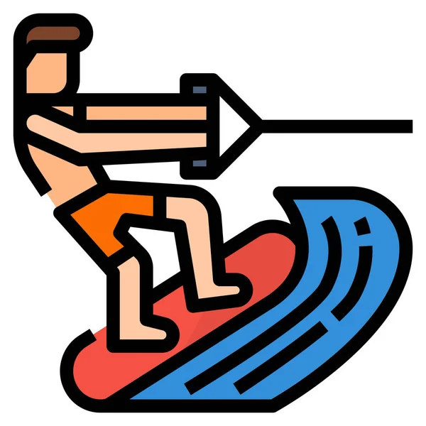 Ikona Surfingu Ekstremalnego Stylu Wypełnionego Konturu — Wektor stockowy