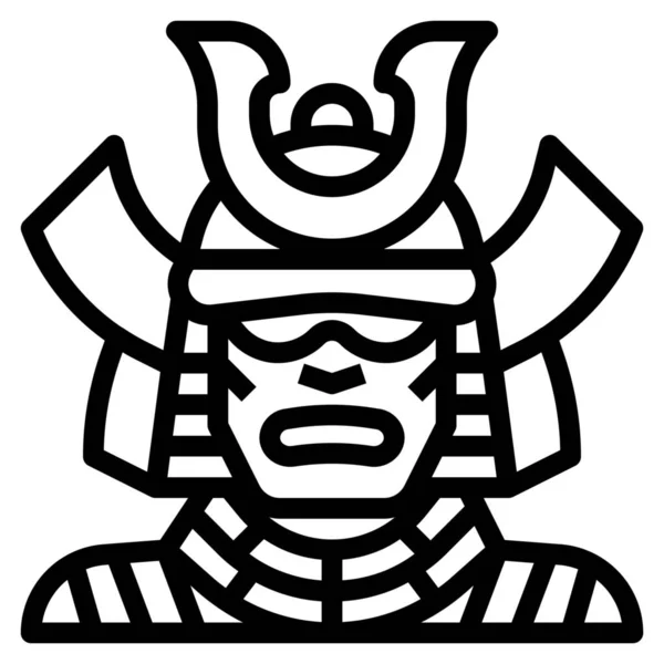 Culturas Japón Samurai Icono Estilo Esquema — Vector de stock