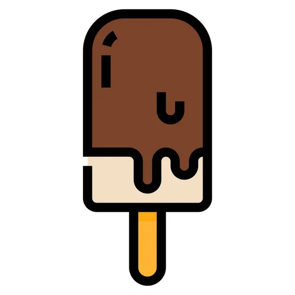 Icono Leche Helada Chocolate Estilo Contorno Lleno — Vector de stock