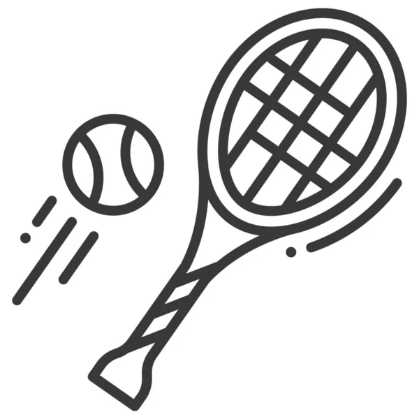 Fliegende Tennisschläger Ikone Outline Stil — Stockvektor