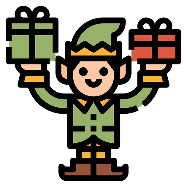 Navidad Navidad Elfo Icono — Vector de stock