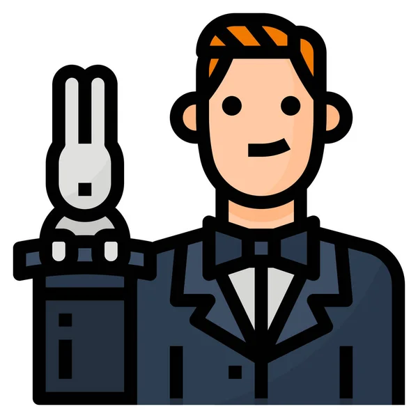 Icono Mago Mágico Avatar Estilo Contorno Lleno — Vector de stock