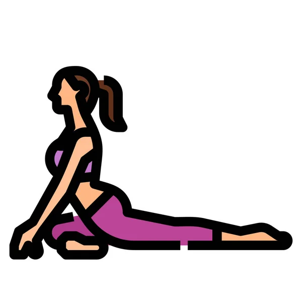 Exercício Kapotasana Pombo Ícone Categoria Fitness Ioga Dieta — Vetor de Stock