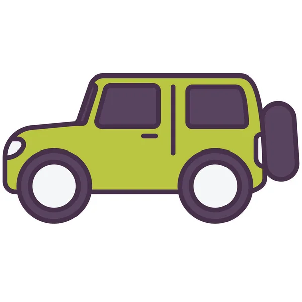 Coche Jeep Icono Transporte Estilo Contorno Lleno — Vector de stock