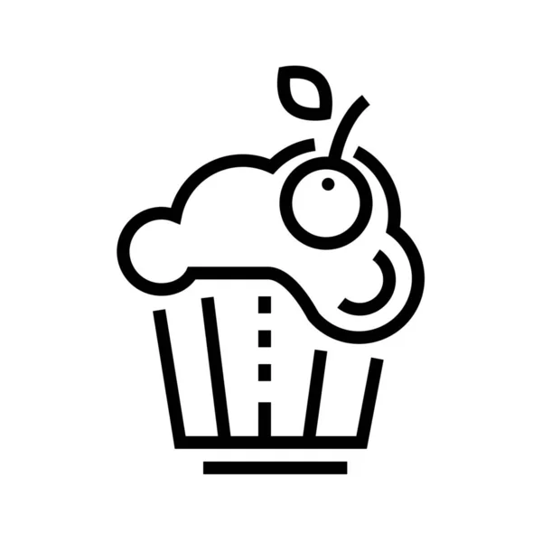 Cupcake Postre Muffin Icono Estilo Del Esquema — Vector de stock