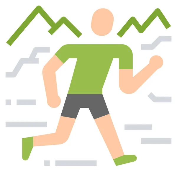 Avontuur Race Lopen Pictogram Platte Stijl — Stockvector