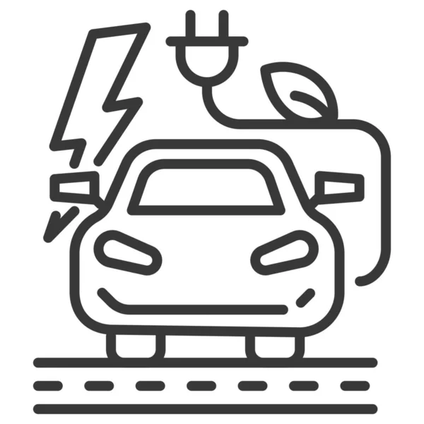 Umweltfreundliche Energie Ikone Für Elektroautos Outline Stil — Stockvektor