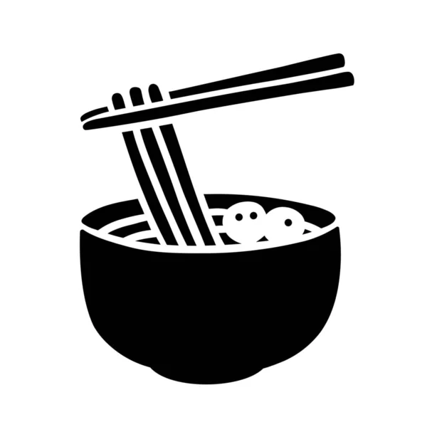 Bowl Chopsticks Cooking Icon Solid Style — Stock Vector