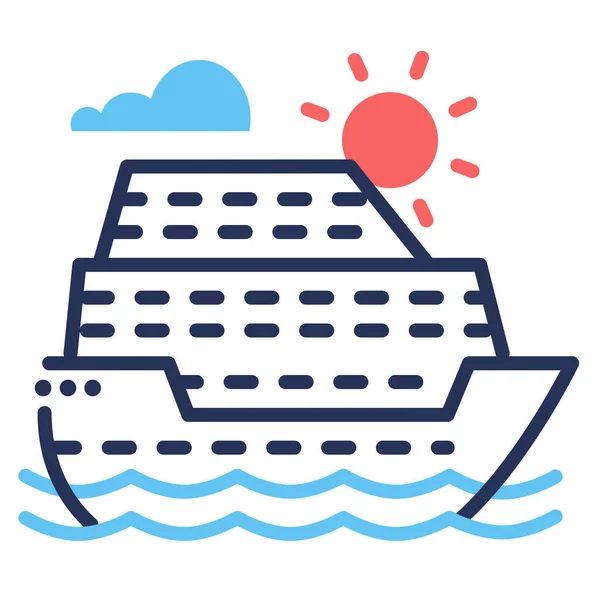 Crucero Vela Icono Del Mar Estilo Contorno Lleno — Vector de stock