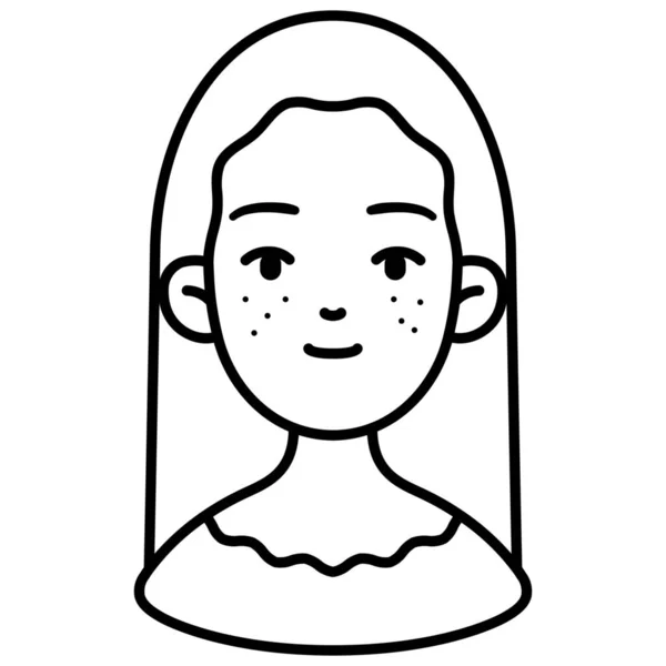 Avatar Female Freckles Icon Outline Style — Stock Vector