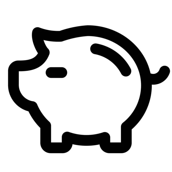 Caixa Dinheiro Porco Ícone Banco Porquinho Estilo Esboço — Vetor de Stock