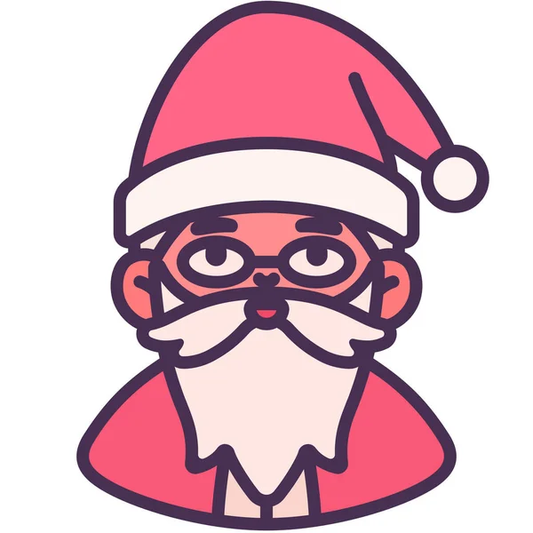 Avatar Icono Navidad Claus Estilo Contorno Lleno — Vector de stock