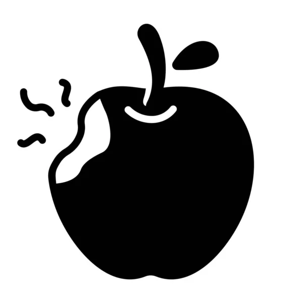 Яблочный Укус Икона Фруктов Твердом Стиле — стоковый вектор