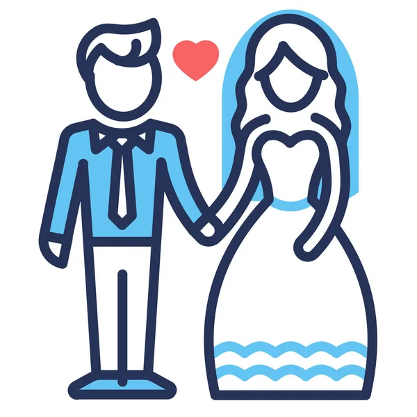 Bride Couple Groom Icon Filled Outline Style — Stock Vector