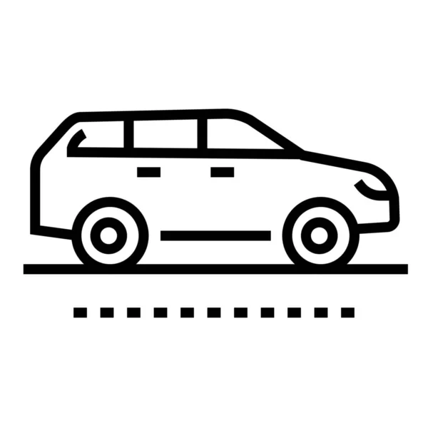 Coche Conducción Icono Coche Familiar Estilo Esquema — Vector de stock