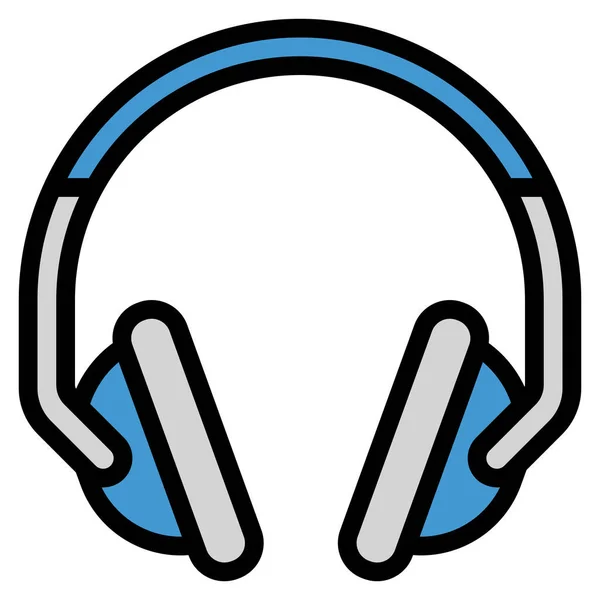 Auriculares Audio Icono Auriculares Estilo Contorno Lleno — Vector de stock