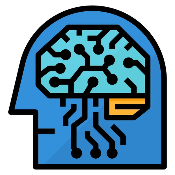 Піктограма Пізнавального Комп Ютерного Навчання Стилі Заповненого Контуру — стоковий вектор