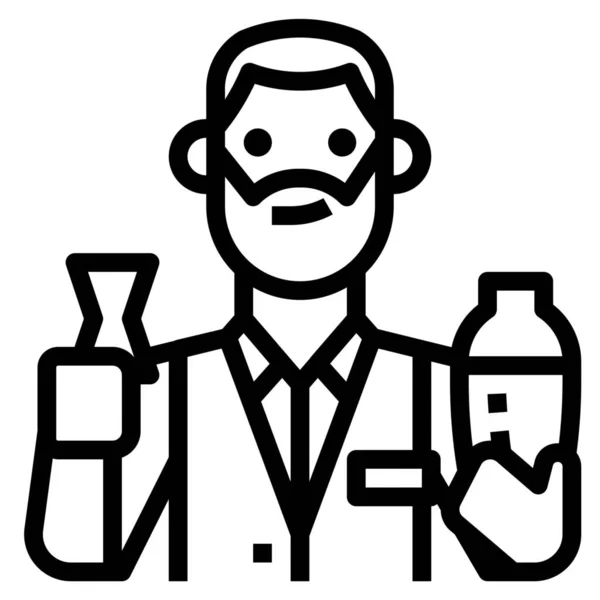 Avatar Barman Drank Icoon Outline Stijl — Stockvector