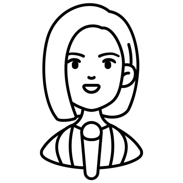 Avatar Icône Journaliste Féminine Dans Style Outline — Image vectorielle