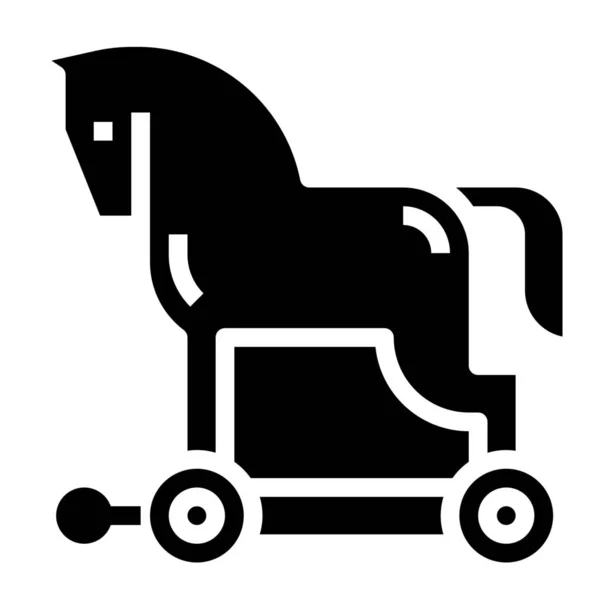 Troyanos Malware Caballo Icono Estilo Sólido — Vector de stock