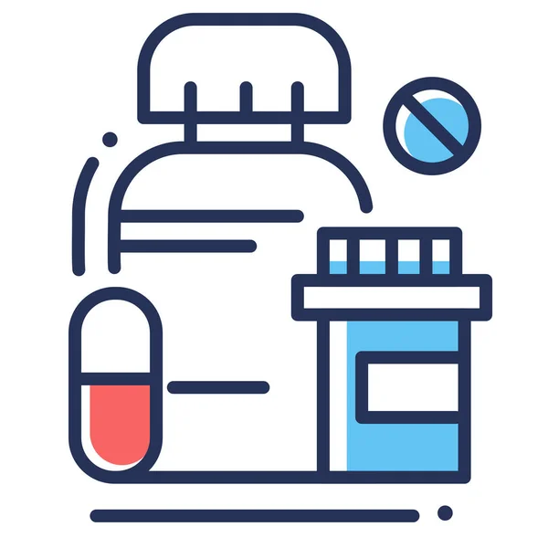 Bottles Pills Supplements Icon Filled Outline Style — Stock Vector