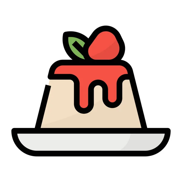 Dessert Pannacotta Icône Pudding Dans Style Contour Rempli — Image vectorielle