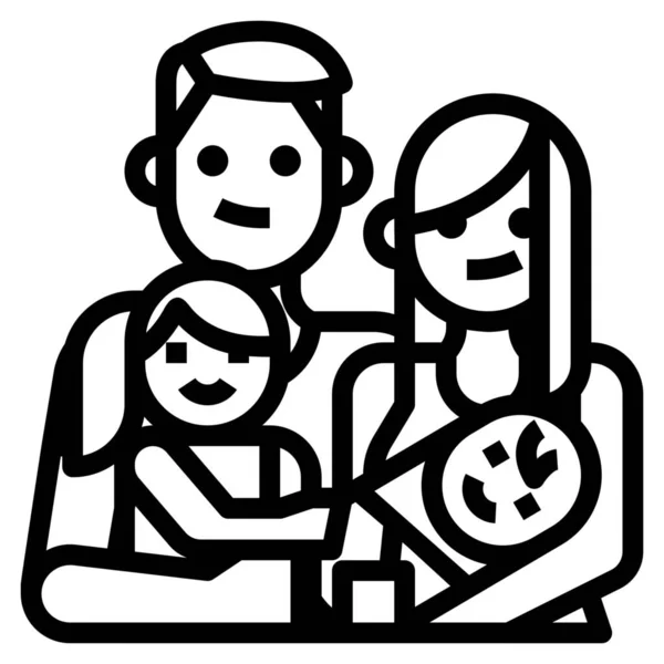 Icona Del Padre Famiglia Dei Bambini Stile Outline — Vettoriale Stock