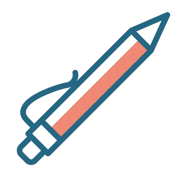 Tekening Pen Briefpapier Pictogram Gevulde Omtrek Stijl — Stockvector