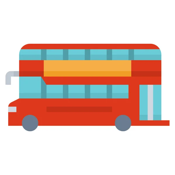 Bus London Transport Ikone Flachen Stil — Stockvektor
