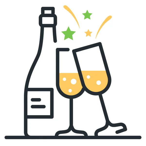 Oslava Sklenice Šampaňského Ikona — Stockový vektor