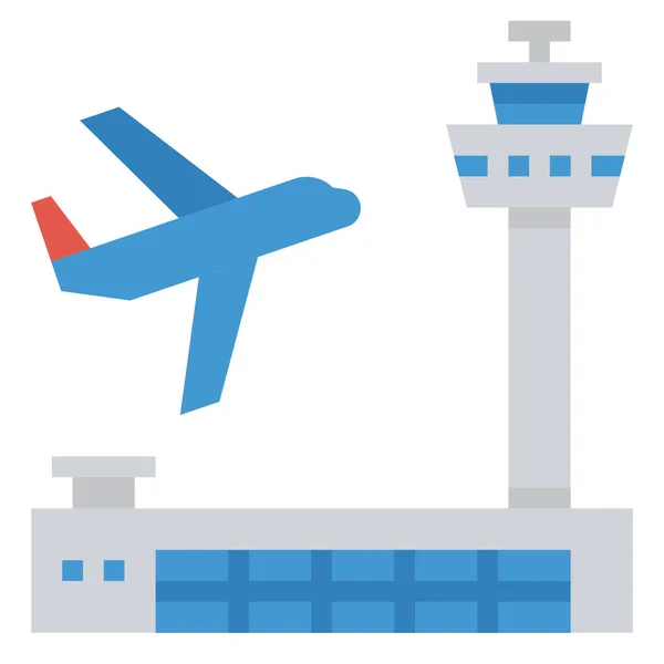 Aeródromo Ícone Arquitetura Aeroporto Estilo Plano — Vetor de Stock