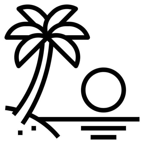 Mar Verano Atardecer Icono Estilo Esquema — Vector de stock