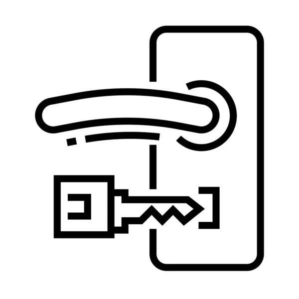 Tür Home Schlüssel Symbol Outline Stil — Stockvektor