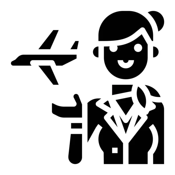 Air Avatar Hostess Icon Solid Style — Stock Vector